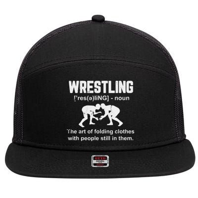 Wrestling Definition Shirt Vintage Wrestling Wrestle   7 Panel Mesh Trucker Snapback Hat