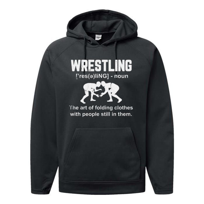 Wrestling Definition Shirt Vintage Wrestling Wrestle   Performance Fleece Hoodie