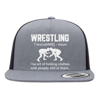 Wrestling Definition Shirt Vintage Wrestling Wrestle   Flat Bill Trucker Hat