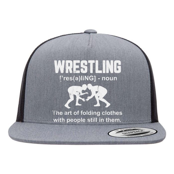 Wrestling Definition Shirt Vintage Wrestling Wrestle   Flat Bill Trucker Hat