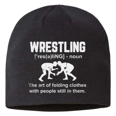 Wrestling Definition Shirt Vintage Wrestling Wrestle   Sustainable Beanie