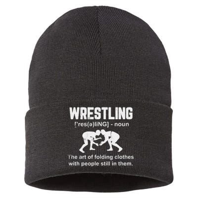 Wrestling Definition Shirt Vintage Wrestling Wrestle   Sustainable Knit Beanie