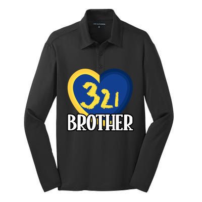 World Down Syndrome Day Gift 321 Brother Gift Silk Touch Performance Long Sleeve Polo