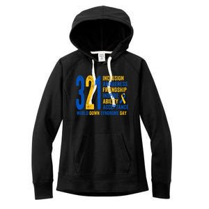 World Down Syndrome Day 3.21 Inspire And Awareness Ribbon Women's Fleece Hoodie