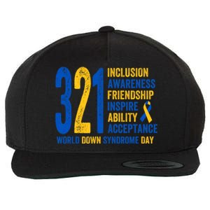 World Down Syndrome Day 3.21 Inspire And Awareness Ribbon Wool Snapback Cap