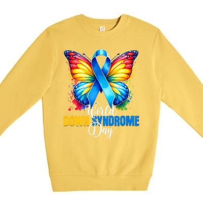 World Down Syndrome Day Rock Your Socks Awareness Premium Crewneck Sweatshirt