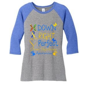 World Down Syndrome Day Awareness Socks Down Right Perfect Gift Women's Tri-Blend 3/4-Sleeve Raglan Shirt