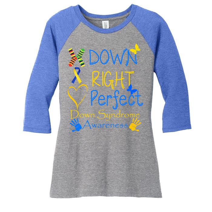 World Down Syndrome Day Awareness Socks Down Right Perfect Gift Women's Tri-Blend 3/4-Sleeve Raglan Shirt