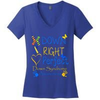 World Down Syndrome Day Awareness Socks Down Right Perfect Gift Women's V-Neck T-Shirt