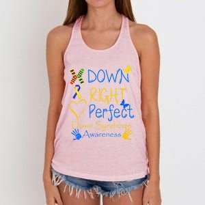 World Down Syndrome Day Awareness Socks Down Right Perfect Gift Women's Knotted Racerback Tank