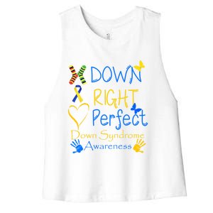 World Down Syndrome Day Awareness Socks Down Right Perfect Gift Women's Racerback Cropped Tank