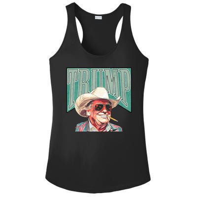 Western Donald Trump Cowboy Maga Ladies PosiCharge Competitor Racerback Tank