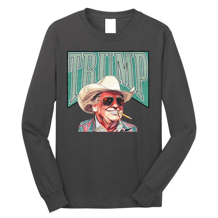 Western Donald Trump Cowboy Maga Long Sleeve Shirt