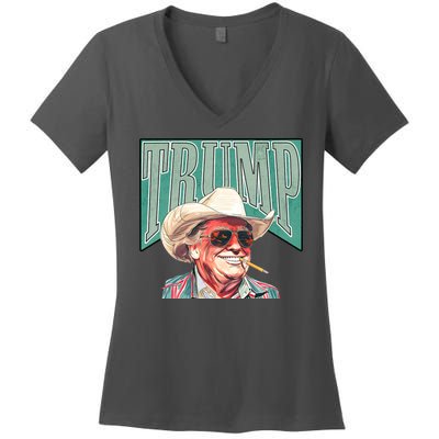 Western Donald Trump Cowboy Maga Women's V-Neck T-Shirt