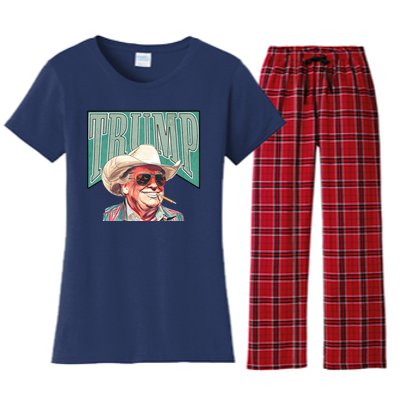 Western Donald Trump Cowboy Maga Women's Flannel Pajama Set