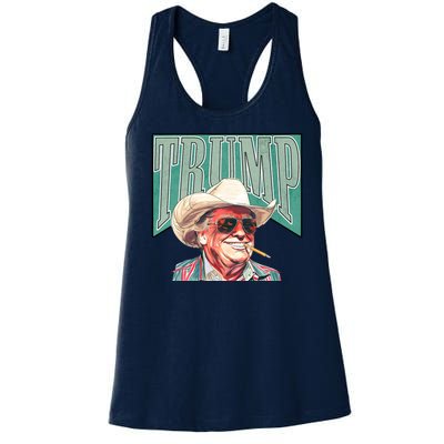 Western Donald Trump Cowboy Maga Women's Racerback Tank