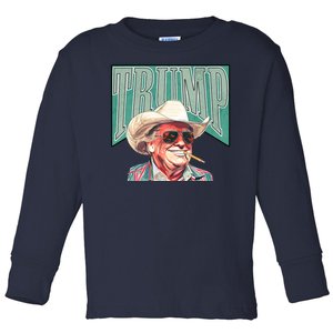 Western Donald Trump Cowboy Maga Toddler Long Sleeve Shirt