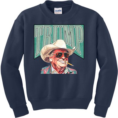 Western Donald Trump Cowboy Maga Kids Sweatshirt