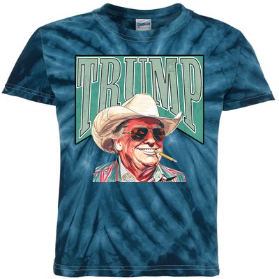 Western Donald Trump Cowboy Maga Kids Tie-Dye T-Shirt