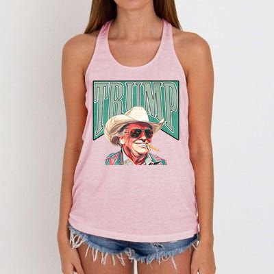 Western Donald Trump Cowboy Maga Women's Knotted Racerback Tank