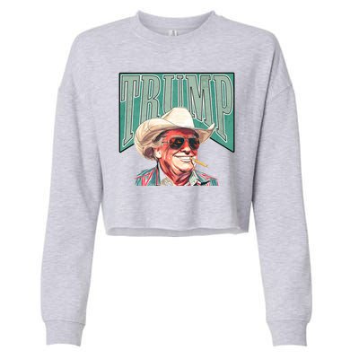 Western Donald Trump Cowboy Maga Cropped Pullover Crew