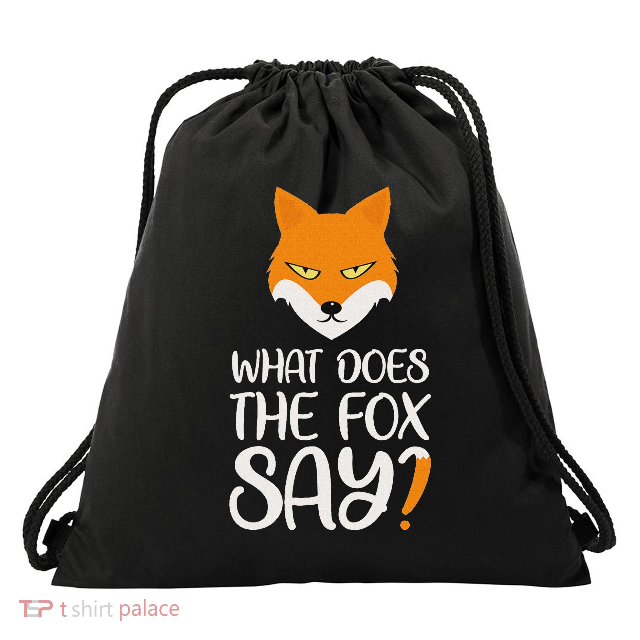 What Does The Fox Design Say Drawstring Bag