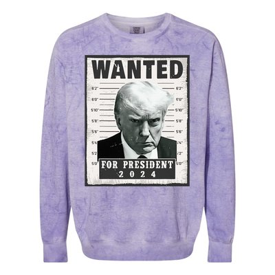 Wanted Donald Trump For President 2024 Trump Mug Shot Colorblast Crewneck Sweatshirt