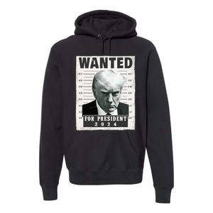 Wanted Donald Trump For President 2024 Trump Mug Shot Premium Hoodie