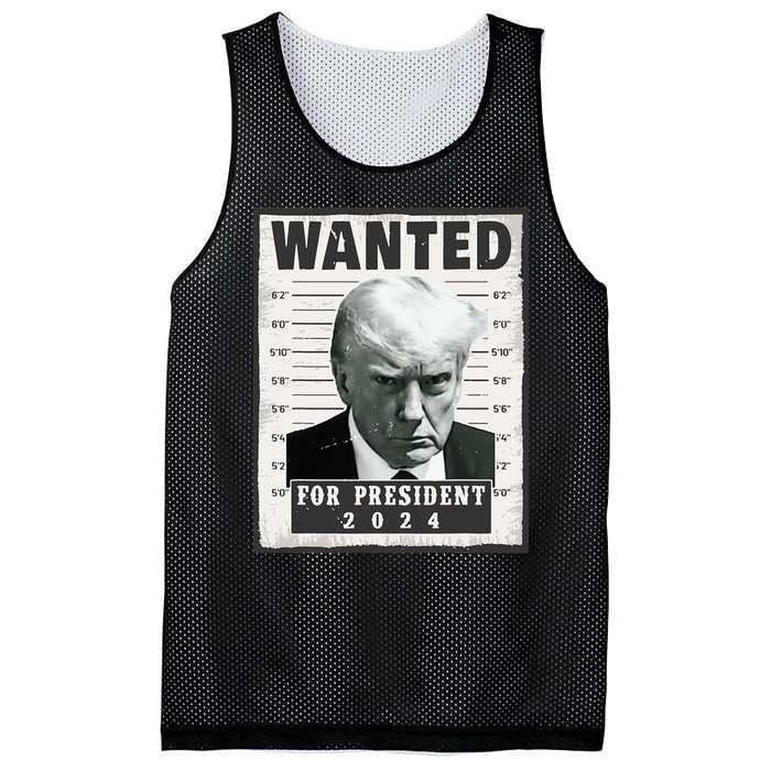 Wanted Donald Trump For President 2024 Trump Mug Shot Mesh Reversible Basketball Jersey Tank