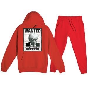 Wanted Donald Trump For President 2024 Trump Mug Shot Premium Hooded Sweatsuit Set