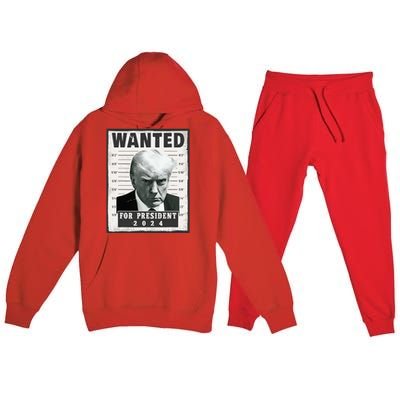 Wanted Donald Trump For President 2024 Trump Mug Shot Premium Hooded Sweatsuit Set