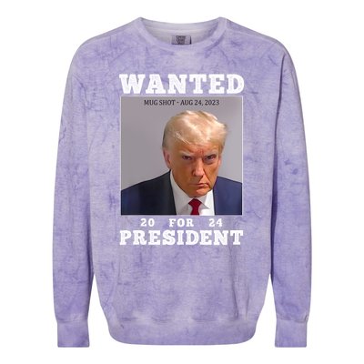 Wanted Donald Trump For President 2024 Trump Mug Shot Colorblast Crewneck Sweatshirt