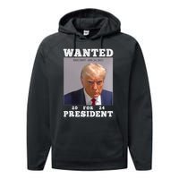 Wanted Donald Trump For President 2024 Trump Mug Shot Performance Fleece Hoodie