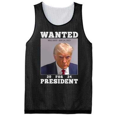 Wanted Donald Trump For President 2024 Trump Mug Shot Mesh Reversible Basketball Jersey Tank