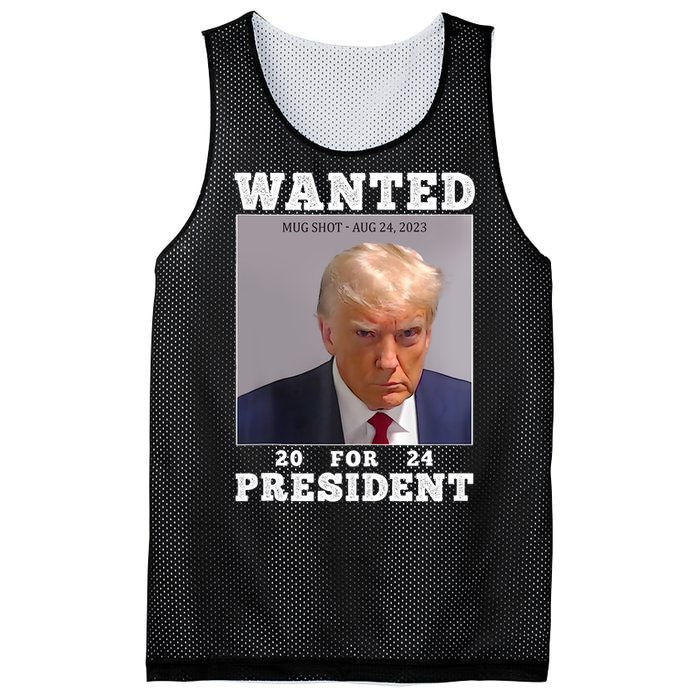 Wanted Donald Trump For President 2024 Trump Mug Shot Mesh Reversible Basketball Jersey Tank