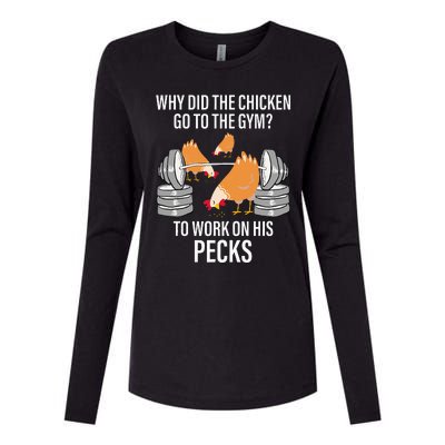 Why Did The Chicken Go To The Gym Funny Animal Womens Cotton Relaxed Long Sleeve T-Shirt