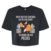 Why Did The Chicken Go To The Gym Funny Animal Bella+Canvas Jersey Crop Tee