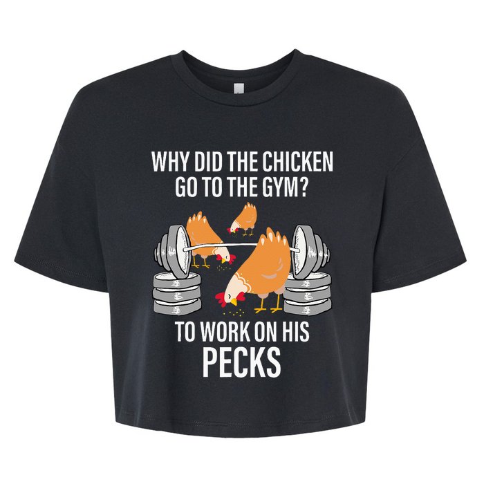 Why Did The Chicken Go To The Gym Funny Animal Bella+Canvas Jersey Crop Tee