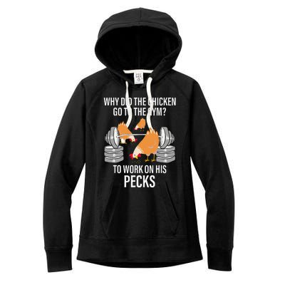 Why Did The Chicken Go To The Gym Funny Animal Women's Fleece Hoodie