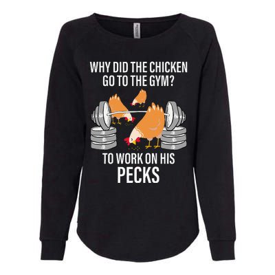 Why Did The Chicken Go To The Gym Funny Animal Womens California Wash Sweatshirt