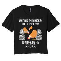 Why Did The Chicken Go To The Gym Funny Animal Women's Crop Top Tee