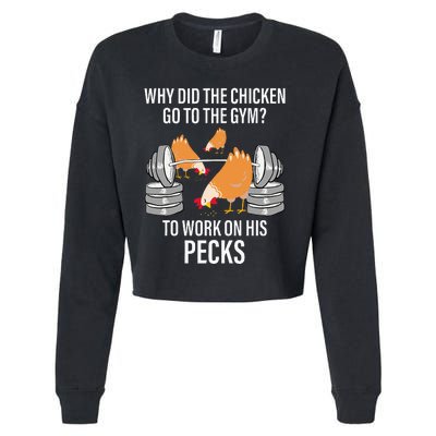 Why Did The Chicken Go To The Gym Funny Animal Cropped Pullover Crew