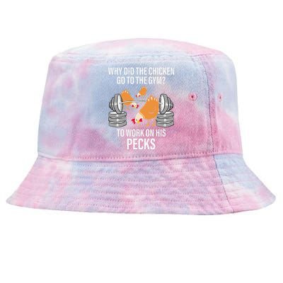 Why Did The Chicken Go To The Gym Funny Animal Tie-Dyed Bucket Hat