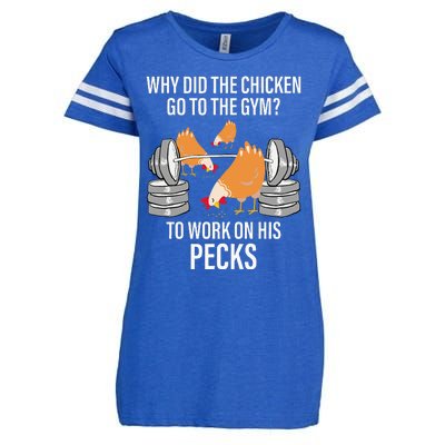 Why Did The Chicken Go To The Gym Funny Animal Enza Ladies Jersey Football T-Shirt