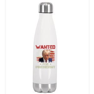 Wanted For President 2024 Donald Trump Stainless Steel Insulated Water Bottle