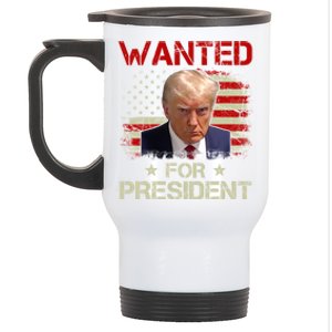 Wanted For President 2024 Donald Trump Stainless Steel Travel Mug