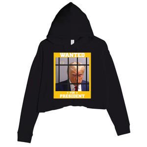 Wanted Donald Trump For President 2024 Trump Mugshot Crop Fleece Hoodie