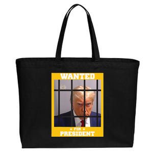 Wanted Donald Trump For President 2024 Trump Mugshot Cotton Canvas Jumbo Tote