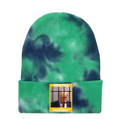 Wanted Donald Trump For President 2024 Trump Mugshot Tie Dye 12in Knit Beanie