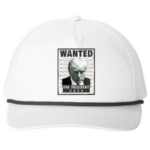 Wanted Donald Trump For President 2024 Trump Mug Shot Snapback Five-Panel Rope Hat